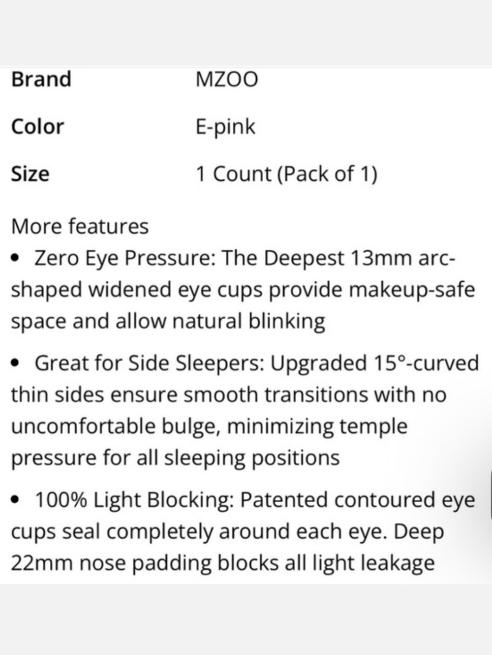 MZOO Contoured 3D Sleep Mask - Picture 2 of 3